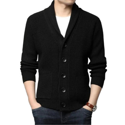 Men’s Shawl Collar Cardigan | Chunky Knit Sweater | Classic Button-Up Layer