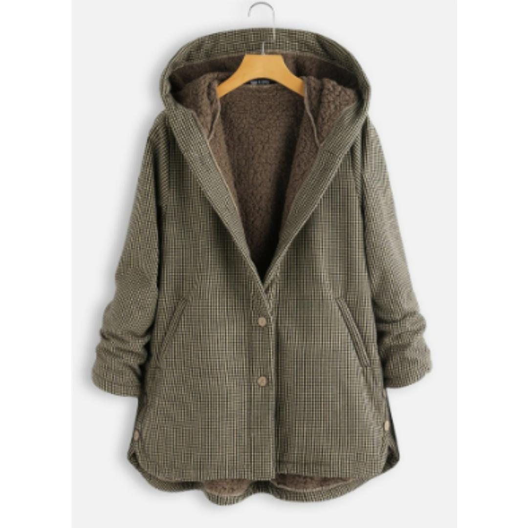 Plaid Hooded Sherpa Jacket | Fleece-Lined Snap-Front Coat | Warm Casual Outerwear Canada