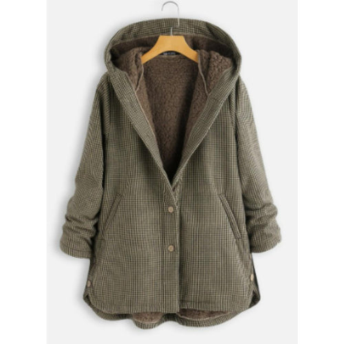 Plaid Hooded Sherpa Jacket | Fleece-Lined Snap-Front Coat | Warm Casual Outerwear Canada