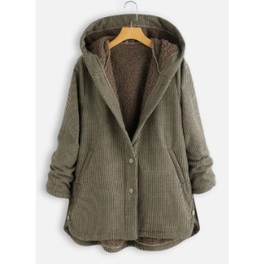 Plaid Hooded Sherpa Jacket | Fleece-Lined Snap-Front Coat | Warm Casual Outerwear Canada