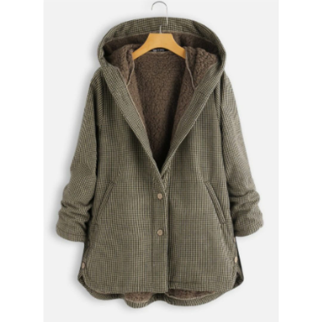Plaid Hooded Sherpa Jacket | Fleece-Lined Snap-Front Coat | Warm Casual Outerwear Canada
