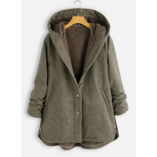 Plaid Hooded Sherpa Jacket | Fleece-Lined Snap-Front Coat | Warm Casual Outerwear Canada
