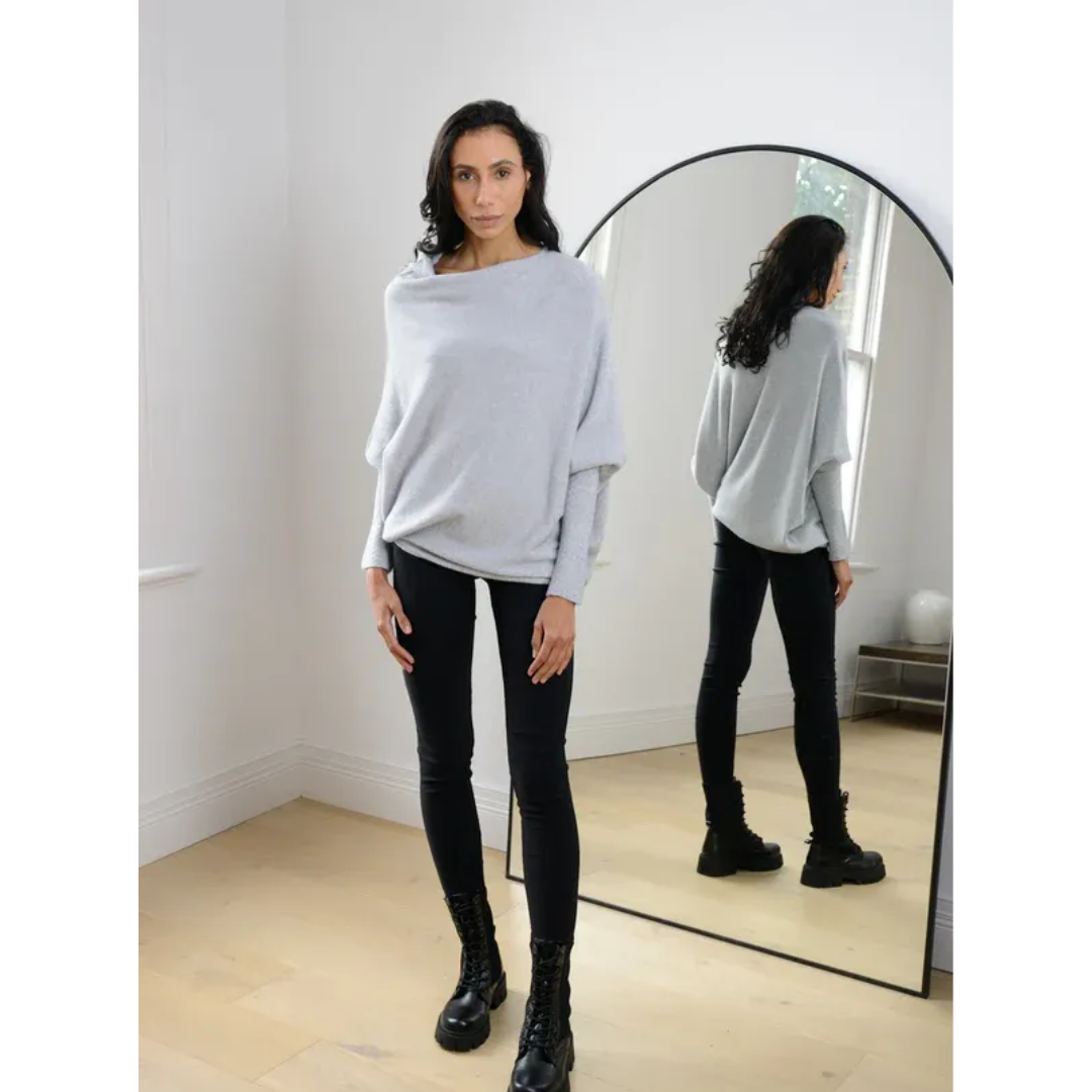 Asymmetric Slouch Sweater | Off-Shoulder Knit | Relaxed Fit Pullover Top