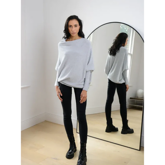 Asymmetric Slouch Sweater | Off-Shoulder Knit | Relaxed Fit Pullover Top