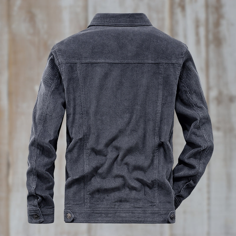 Men’s Corduroy Trucker Jacket | Button-Up with Flap Pockets | Midweight Fall Layer