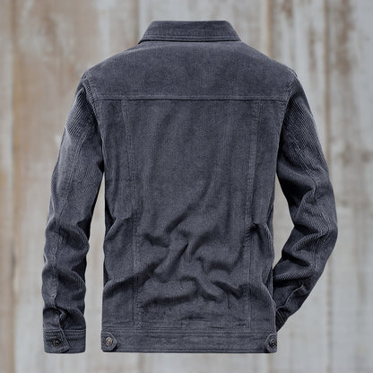 Men’s Corduroy Trucker Jacket | Button-Up with Flap Pockets | Midweight Fall Layer