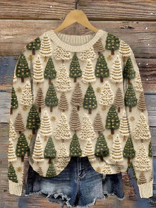 Patterned Knit Sweater | Relaxed Fit Cotton Blend | Playful Winter Layers