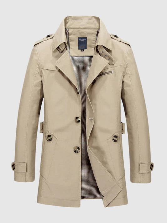 Men's Classic Trench Coat | Midweight Cotton Blend with Belt | Transitional Outerwear Canada