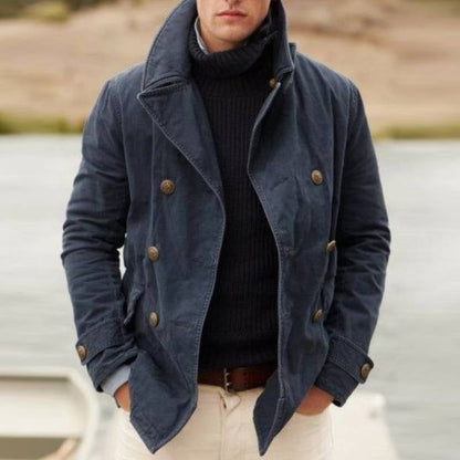 Men’s Wool-Blend Peacoat | Double-Breasted Classic Fit | Smart Winter Outerwear