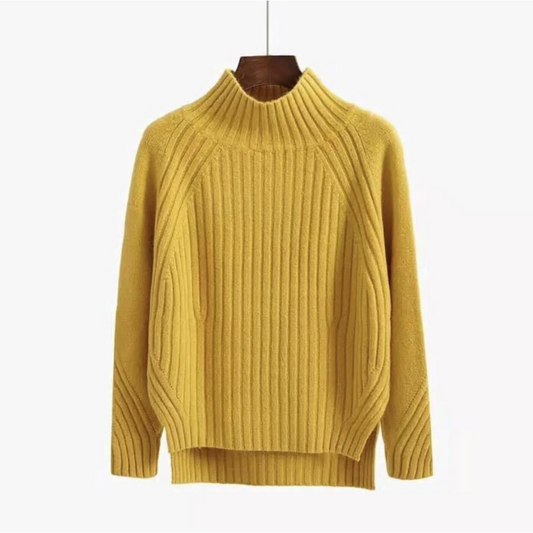 Ribbed Knit Turtleneck Sweater | High-Low Hem | Cozy Fall Essential