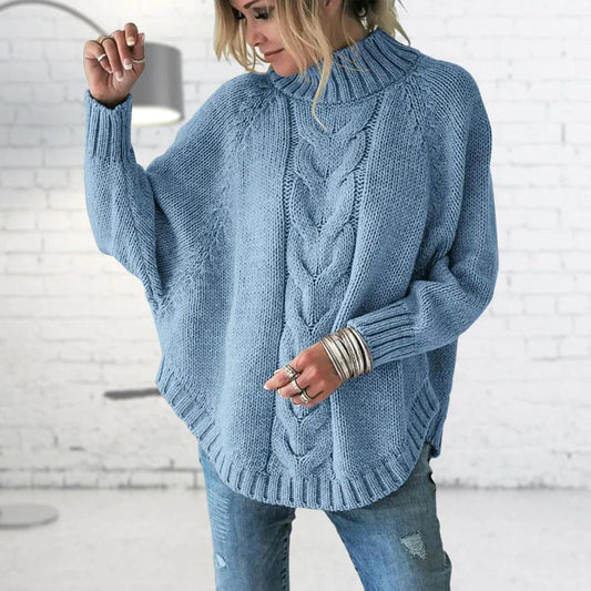 Cable Knit Mock Neck Sweater | Chunky Texture | Oversized Fit
