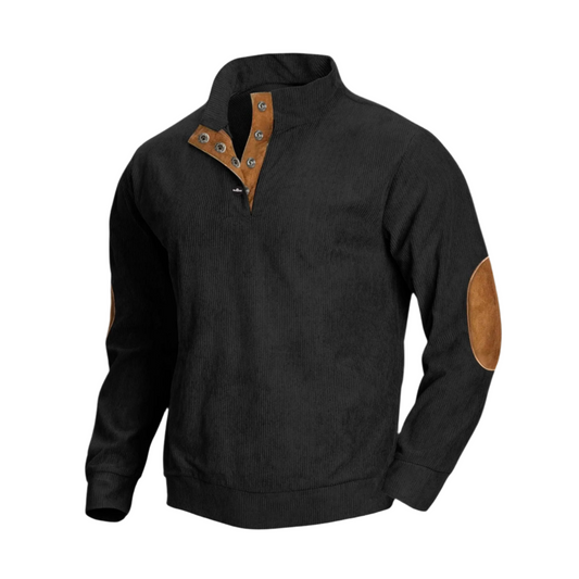 Men’s Quarter-Zip Corduroy Pullover | Suede Elbow Patch | Midweight Fall Layer