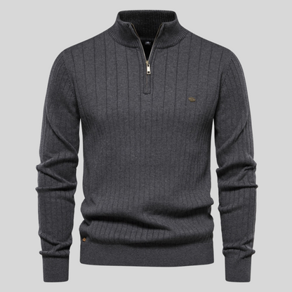 Men’s Quarter-Zip Knit Sweater | Ribbed Pullover | Smart Casual Layer