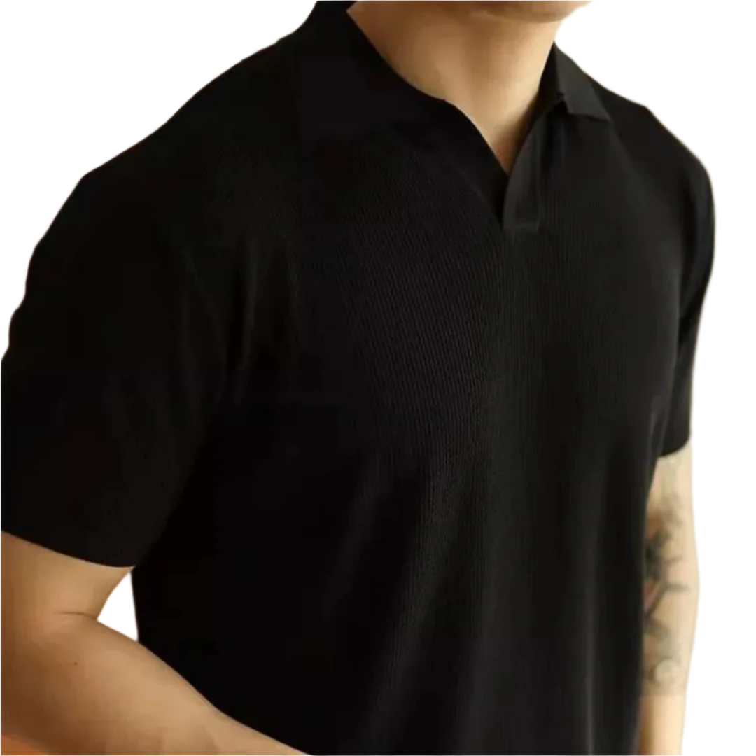 Men's Ribbed Knit Polo Shirt | Lightweight Textured Short Sleeve Top | Summer Casual Canada