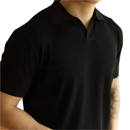 Men's Ribbed Knit Polo Shirt | Lightweight Textured Short Sleeve Top | Summer Casual Canada