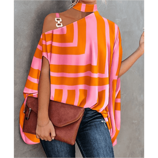 Asymmetrical Blouse | One-Shoulder | Statement Hardware Detail