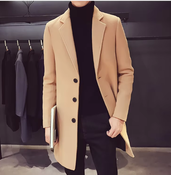 Men’s Wool-Blend Overcoat | Single-Breasted Classic Fit | Midweight Fall Jacket