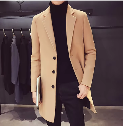 Men’s Wool-Blend Overcoat | Single-Breasted Classic Fit | Midweight Fall Jacket