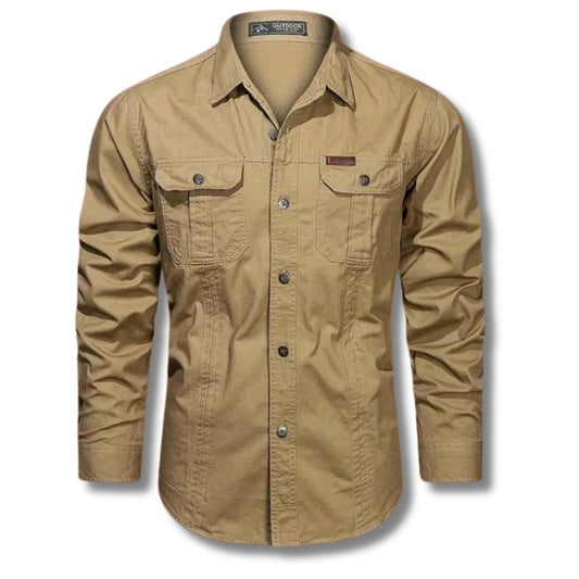 Men's Canvas Utility Shirt | Dual Chest Pockets & Rugged Cotton | Workwear-Inspired Style