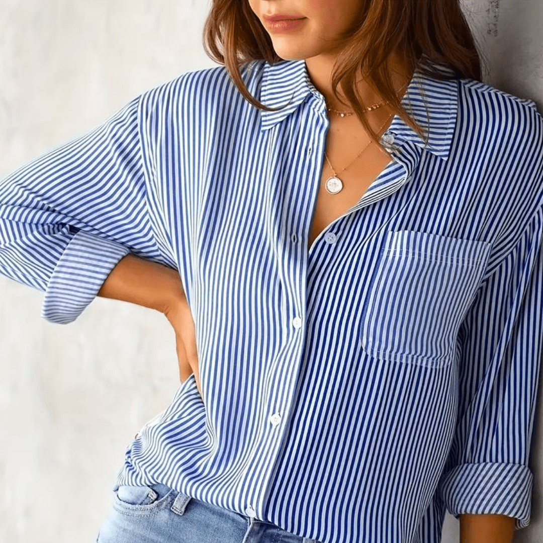Striped Button-Up Shirt | Relaxed Fit | Lightweight Cotton Blend