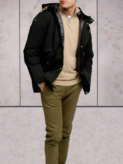 Men’s Hooded Puffer Jacket | Wind-Resistant Outer Shell | Midweight Layering Staple