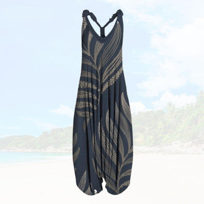 Boho Harem Jumpsuit | Sleeveless V-Neck | Relaxed Fit with Bold Prints
