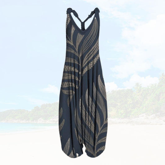 Boho Harem Jumpsuit | Sleeveless V-Neck | Relaxed Fit with Bold Prints