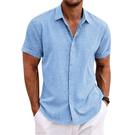 Men’s Linen Blend Short Sleeve Shirt | Breathable Summer Button-Up | Casual Canada