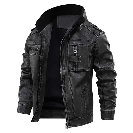 Men’s Faux Leather Moto Jacket | Zip-Up Biker Style | Casual Outerwear Canada