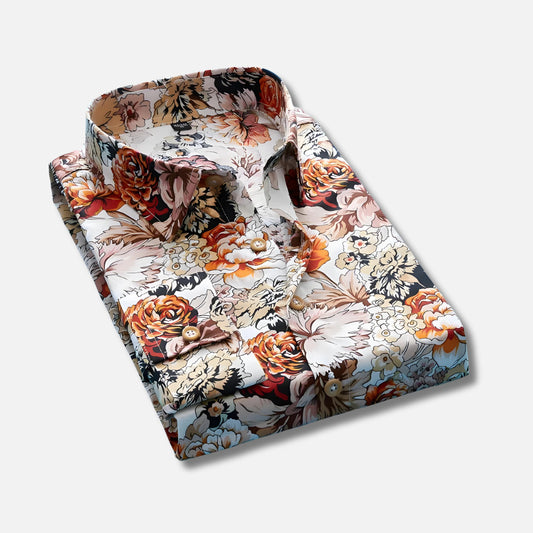 Men’s Long Sleeve Floral Shirt | Slim Fit Cotton Dress Shirt | Bold Statement Casualwear Canada