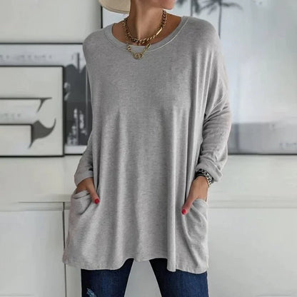Relaxed Fit Tunic Top | Lightweight Knit | Side Pockets