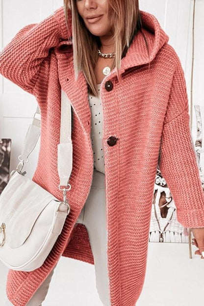 Chunky Knit Cardigan | Hooded Design | Soft Acrylic Blend | Casual Everyday Layer