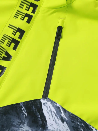 Men's High-Visibility Waterproof Jacket | Bold Graphic Design | Windproof & Lightweight | Outdoor Adventure