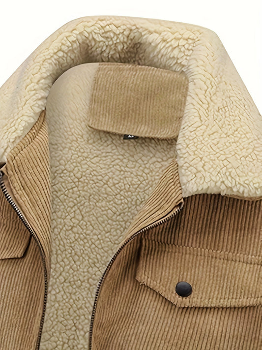 Men's Corduroy Sherpa Trucker Jacket | Lined Outerwear | Fall-to-Winter Layer