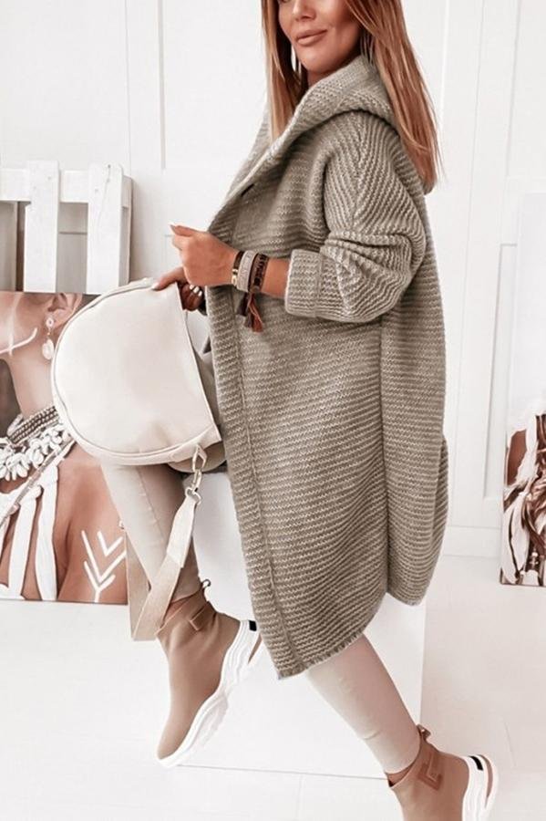 Chunky Knit Cardigan | Hooded Design | Soft Acrylic Blend | Casual Everyday Layer