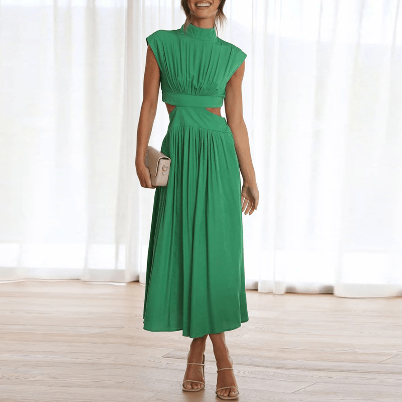 High Neck Cut-Out Midi Dress | Sleek Summer Occasionwear