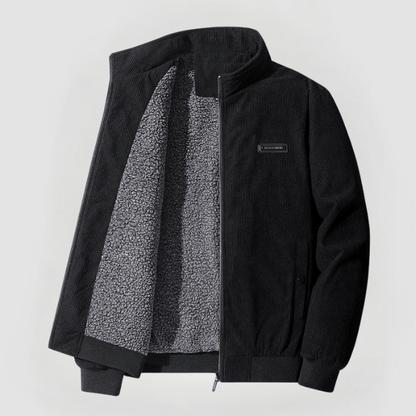 Men’s Corduroy Bomber Jacket | Fleece-Lined Zip Jacket for Fall & Winter