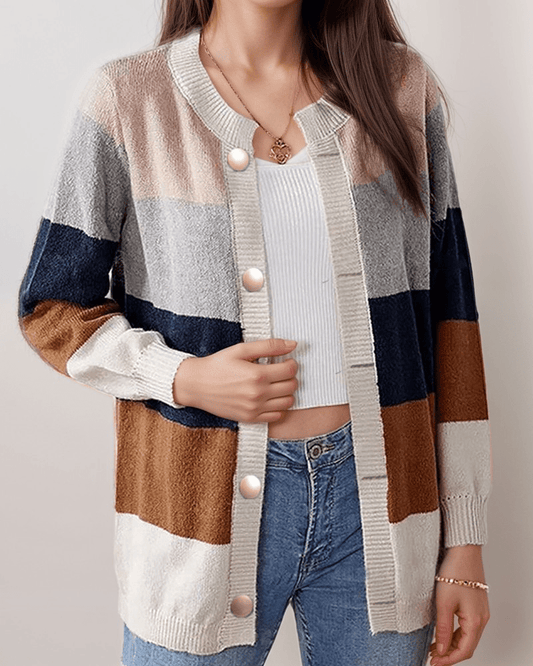 Striped Button Cardigan | Multicolour | Casual Wear | Relaxed fit