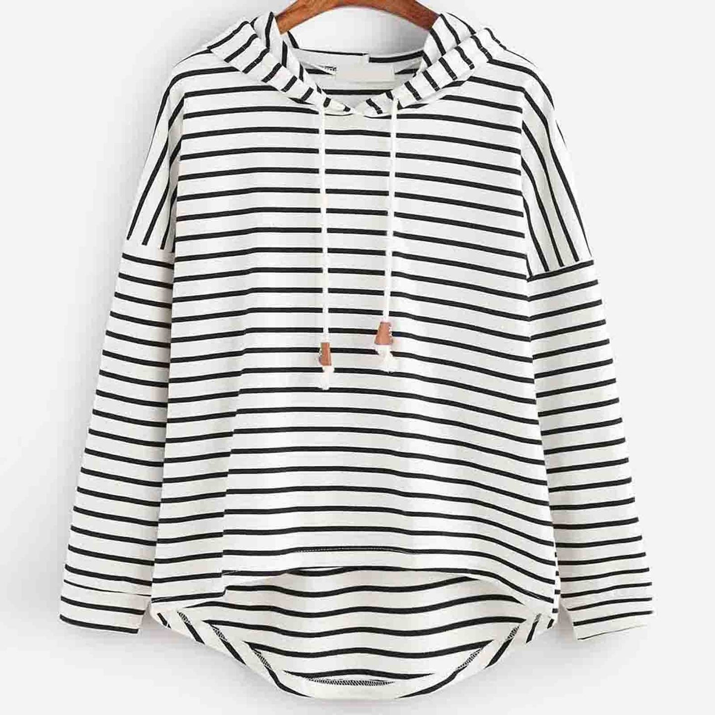 Striped Hoodie Pullover | Drawstring Neck | Casual Lightweight Layer