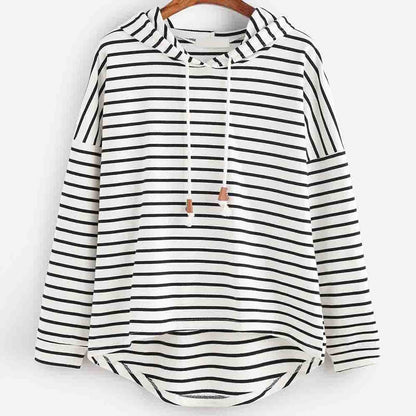 Striped Hoodie Pullover | Drawstring Neck | Casual Lightweight Layer