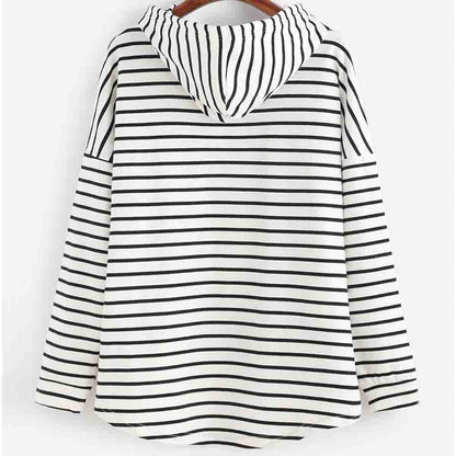 Striped Hoodie Pullover | Drawstring Neck | Casual Lightweight Layer