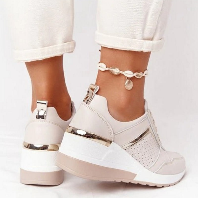 Elevated Mesh Wedge Sneakers | Lace-Up Platform | Colourblock Street Style