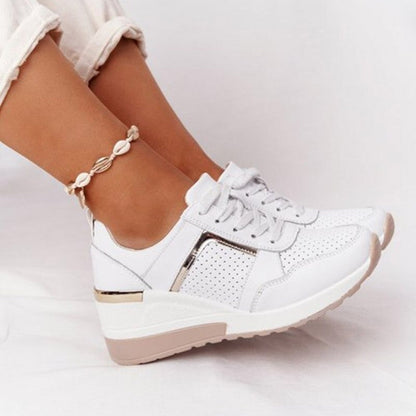 Elevated Mesh Wedge Sneakers | Lace-Up Platform | Colourblock Street Style