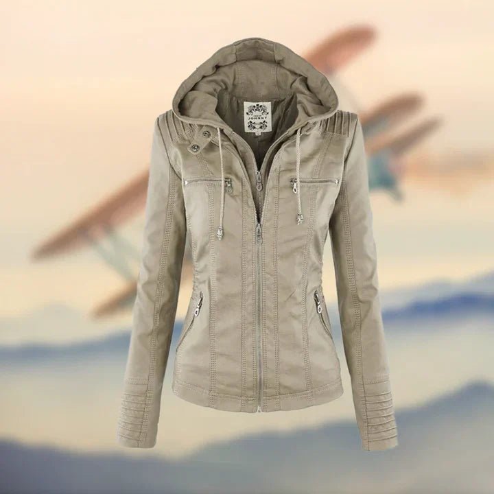Retro Panelled Hooded Jacket | Plush sherpa-lined collar | Striped Accent Detail
