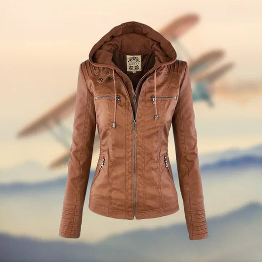 Retro Panelled Hooded Jacket | Plush sherpa-lined collar | Striped Accent Detail