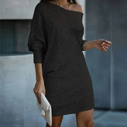 Sequin Knit Mini Dress | One-Shoulder Look | Relaxed Glam Fit