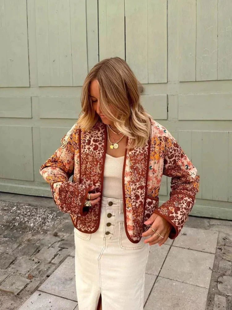 Women's Boho Patchwork Jacket | Colourful & Cozy | Lightweight | Casual Fall Layer