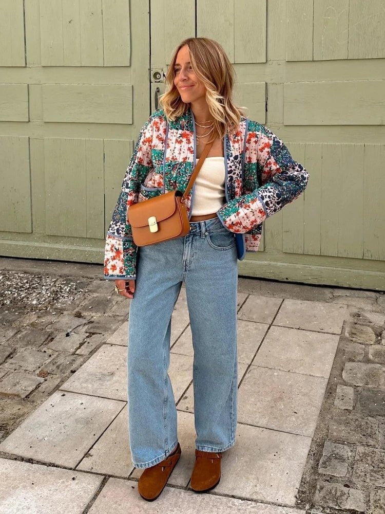 Women's Boho Patchwork Jacket | Colourful & Cozy | Lightweight | Casual Fall Layer
