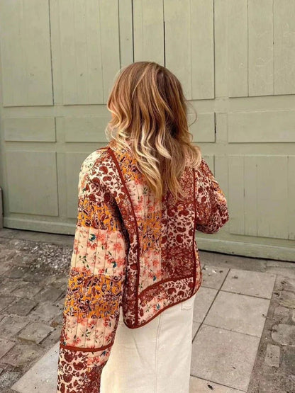 Women's Boho Patchwork Jacket | Colourful & Cozy | Lightweight | Casual Fall Layer