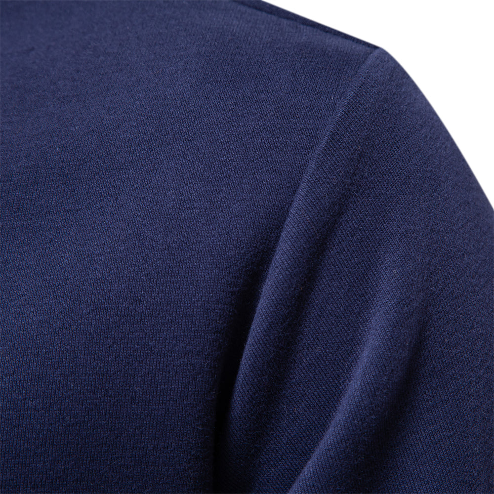 Men's Contrast Collar Polo Sweatshirt | Cotton Blend Pullover | Smart Casual Layer